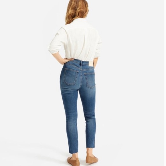 Everlane The Vintage Skinny Blue Jeans Raw Hem Button Fly size 25 Regular - Picture 6 of 8
